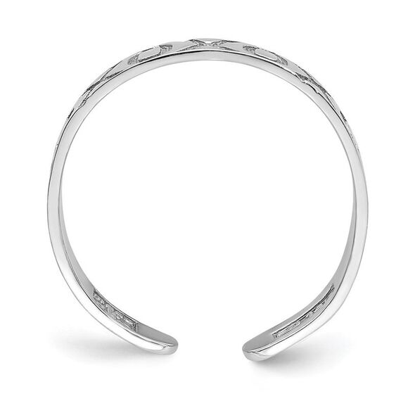 14k White Gold X & O Pattern Toe Ring